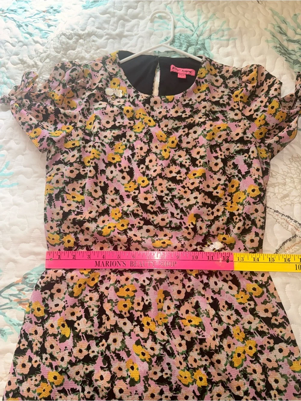 Betsey Johnson Asymmetrical Floral Midi Dress Bumble Bees Tea Party - Picture 4 of 10